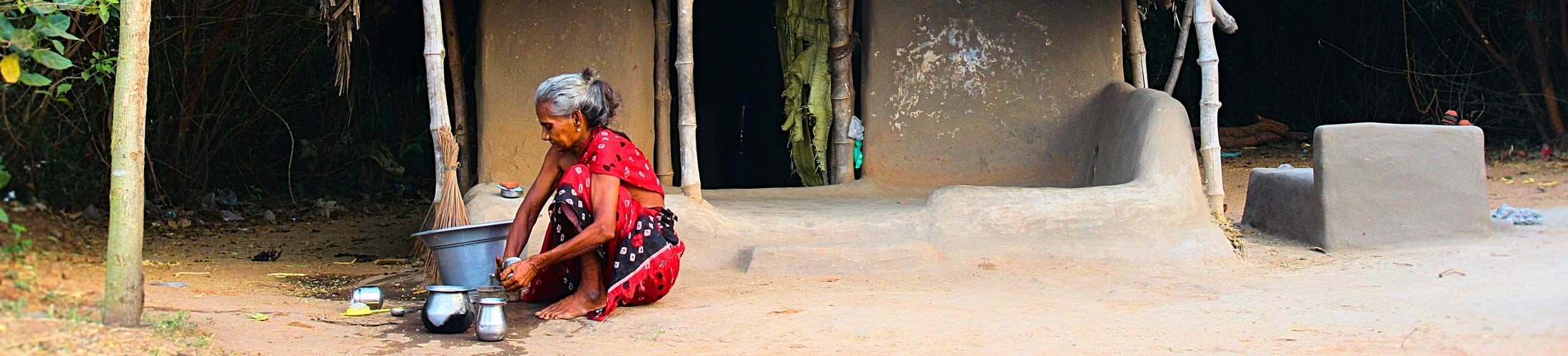 Woman working on the ground in India